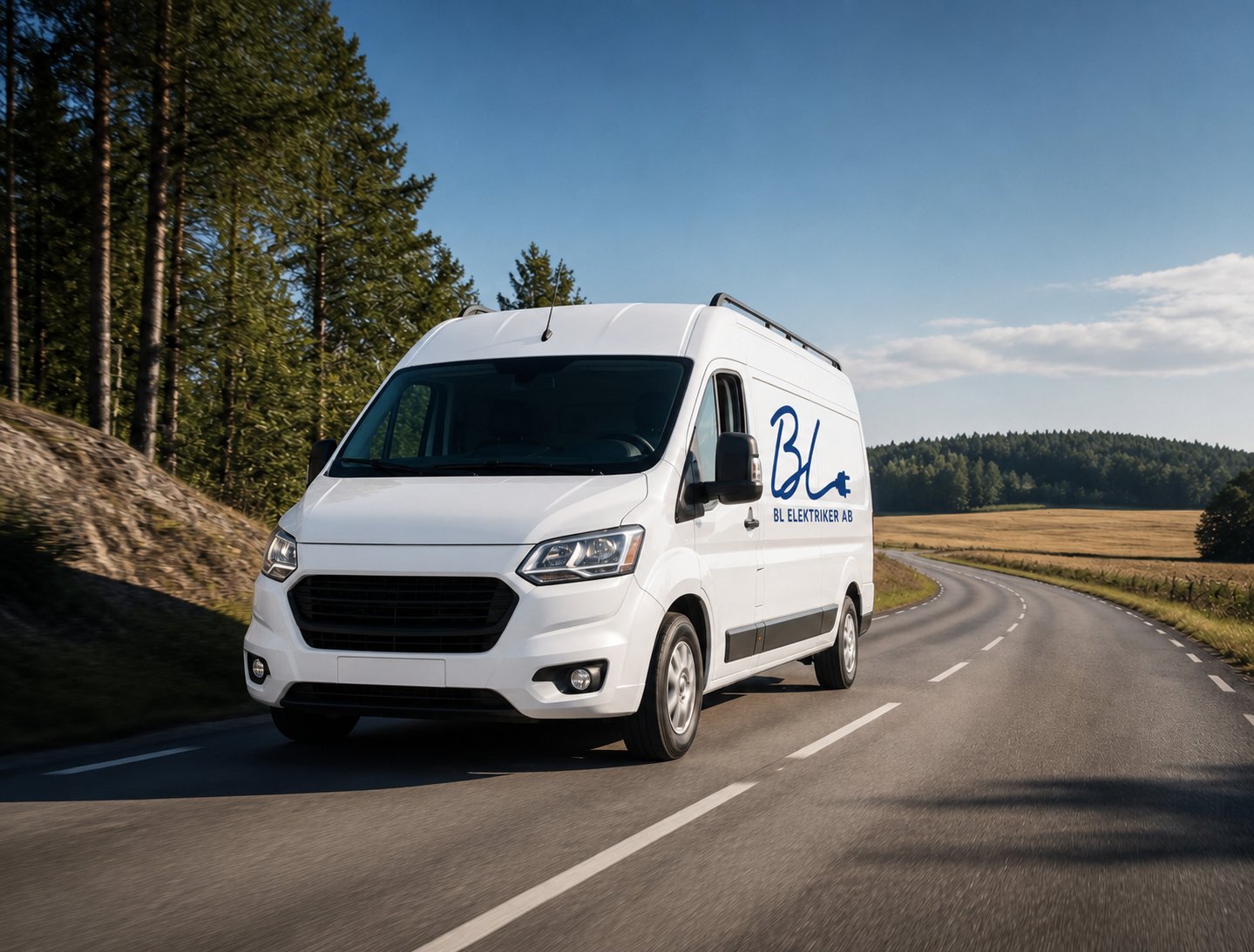 BL Elektriker AB servicebil på väg till uppdrag